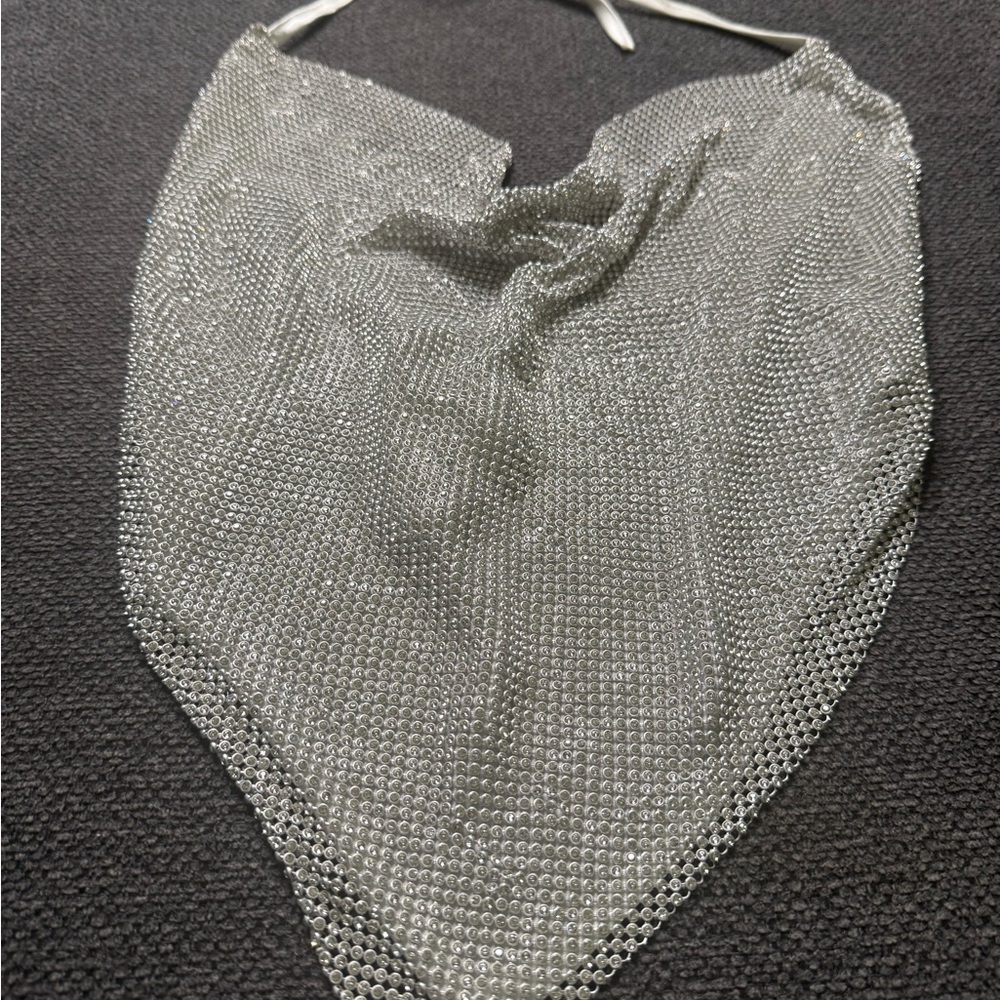 Silver Rhinestone Halter Top - Picture 3 of 7